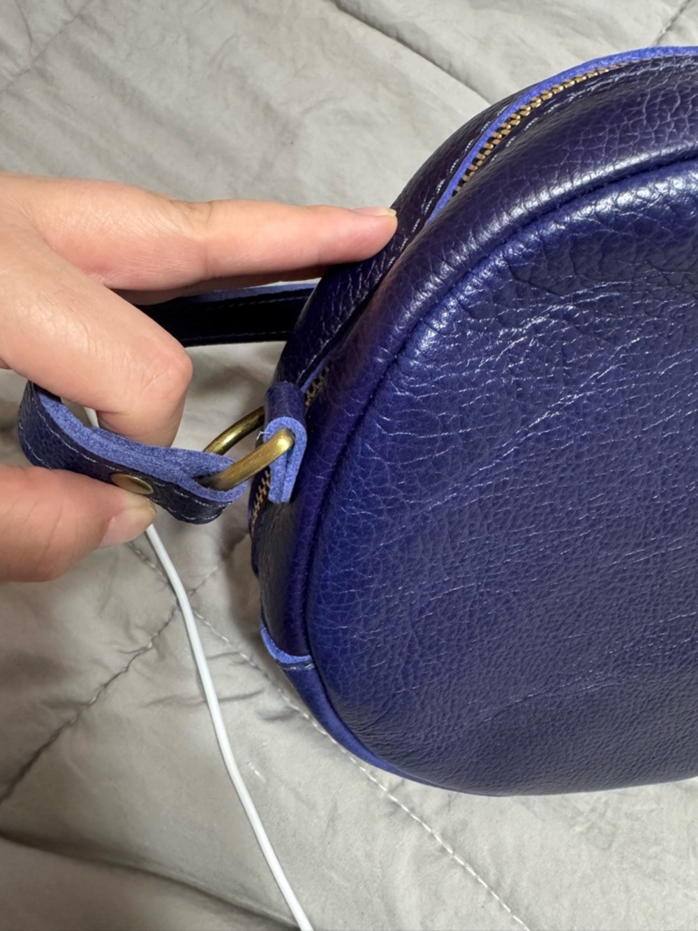 Portland Leather Circle Crossbody in Cobalt - Picture 8 of 11